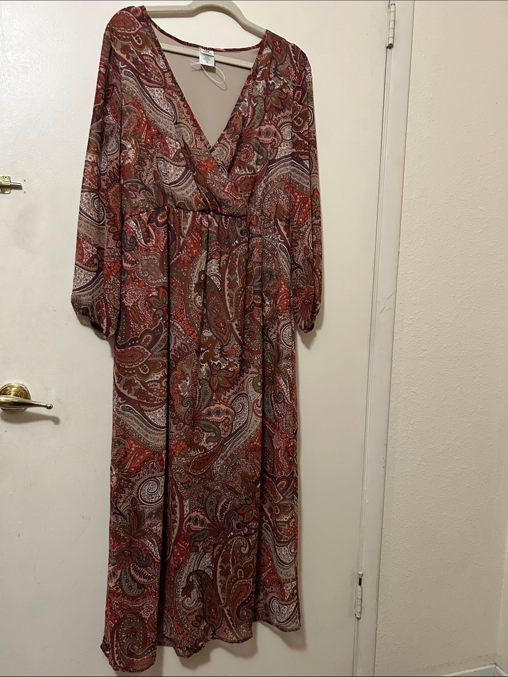 Wrapper Paisley Wrap Maxi Dress in Rust and Cream